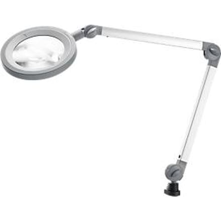 LED-loeplamp Waldmann MLD, 3,5 dioptrie-objectief, traploos dimbaar, 12 W, 792 lm, 5000 K, aluminium profiel