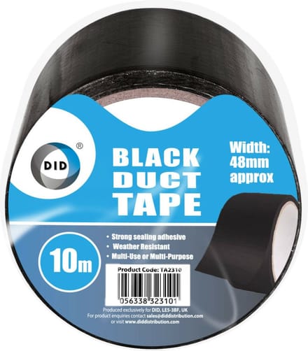 DID duct tape reparatietape zwart - 10 meter x 48 mm - extra sterk - goede hechting - veelzijdig inzetbaar