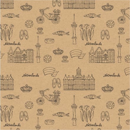 Duurzaam Inpakpapier - Kraft - Holland - Thema - 100 meter x 50cm