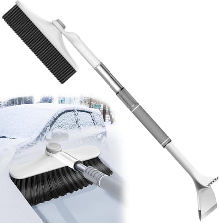 IJskrabber met sneeuwborstel - ergonomisch handvat - antislip softgrip - stevig ABS-kunststof