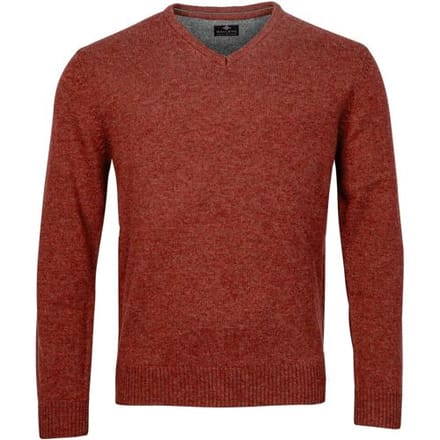 Baileys Trui Lambswool V-Neck Single Knit Stone Red / male
