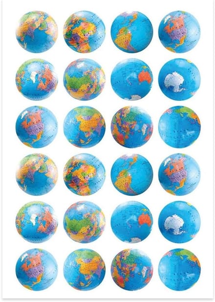 Globe Stickers - Wereldbol Stickers - Klas Motivatie Tool - Realistisch Ontwerp - 2.5 cm - Multicolor