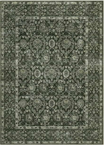 Woonkamerkleed - 160x230cm - Groot wasbaar vintage kleed - donkergroen