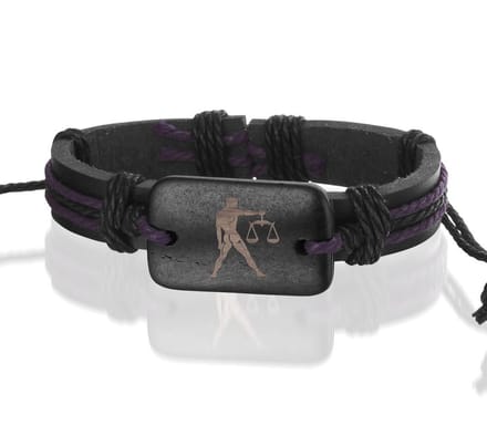 Montebello Armband Weegschaal - Leer - Horoscoop - 12mm - ∅20-23cm