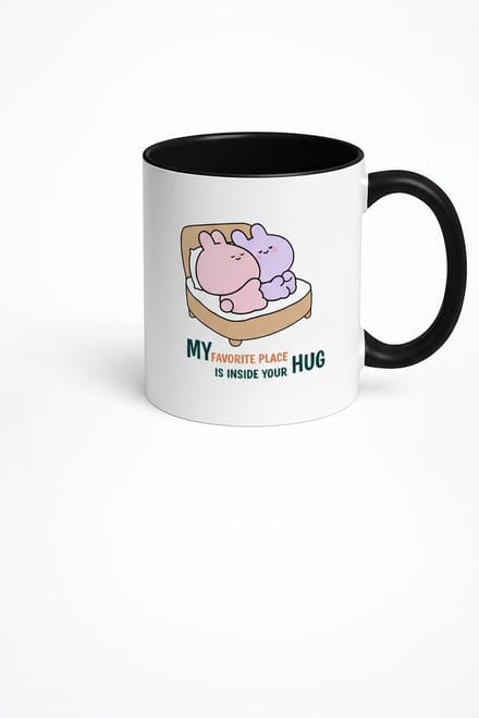 Mijn Favoriete Plek Knuffel Mok - Liefdevolle Konijnen Beker