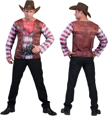 Cowboy shirt 3D volwassenen