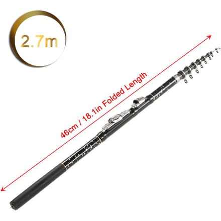 Draagbare telescopische koolstofvezel ultralichte intrekbare vishengel 2.7m gray