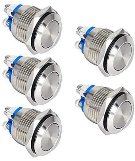 Momentary Waterdichte Drukknop 19mm met Schroefaansluitingen - 5 Stuks