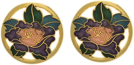 Behave - Oorclips dames - bloemmotief - paars - 2,5 cm