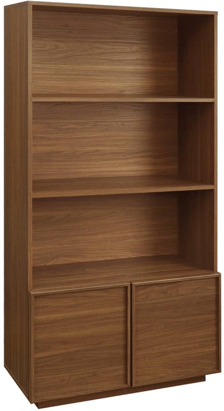 sweeek - Boekenkast houtlook met 2 deuren 5 niveaus 80cm - kuba