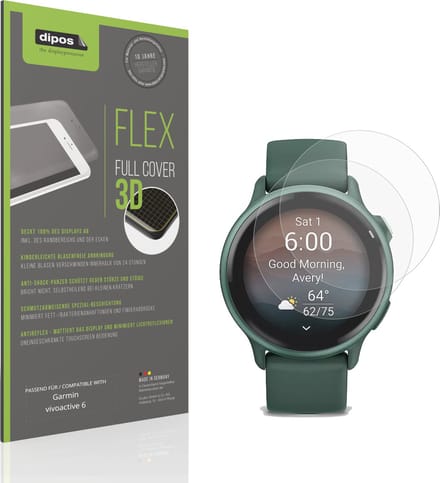 dipos FLEX – 2x Matte Screenprotector geschikt voor Garmin vivoactive 6 | Volledige Schermbescherming | Case-Friendly