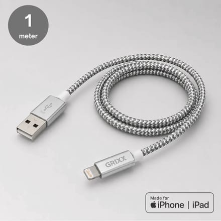 Lightning naar USB-A kabel - Grixx - MFi - 1 meter - Space grey