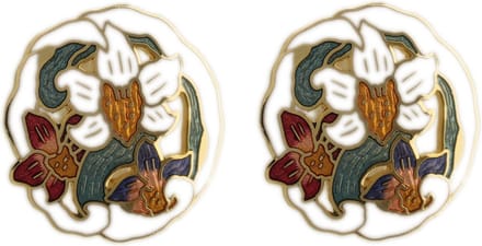 Behave Clip oorbellen wit met bloemen