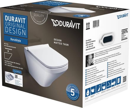 Duravit DuraStyle hangtoilet – Rimless – verdekte bevestiging – diepte 54 cm – met softclose zitting – glans wit