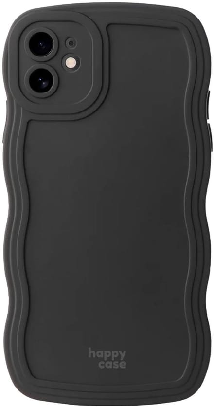 HappyCase Wavy | Hoesje Geschikt voor Apple iPhone 12 | TPU Back Cover | Zwart