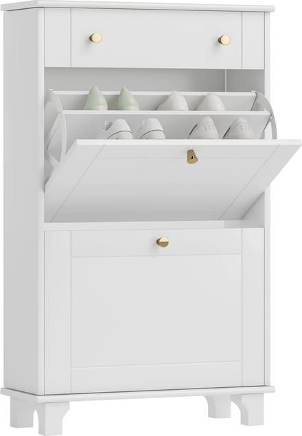 HOMCOM Klapbare schoenenkast - Spaanplaat - 60x23,5x98,5cm - Wit