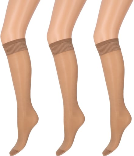 Marianne - Dames Kneehighs Antipress Lycra Panty - 20Den - 3-Pack - Maat One Size - Dune