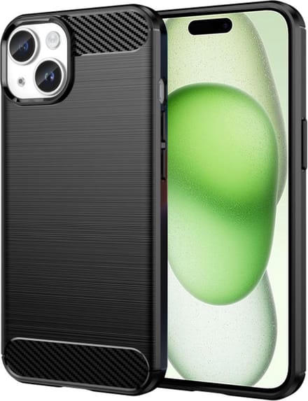Hoesje geschikt voor Apple iPhone 15 Plus - Techsuit Carbon Silicone Back Cover - Zwart