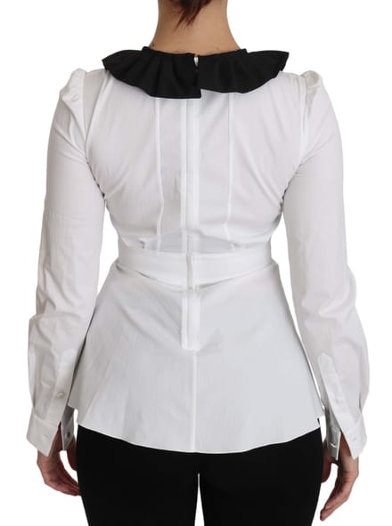 Dolce & Gabbana Witte Kraag Katoenen Lange Mouwen Blouse Top