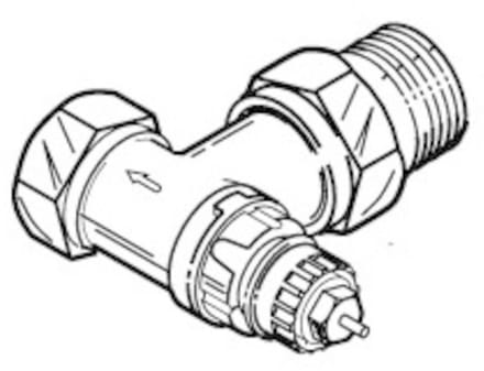 Danfoss Klepbehuizing RA-UR 15 R 1/2, Hoek, Mat vernikkeld, 013G3229