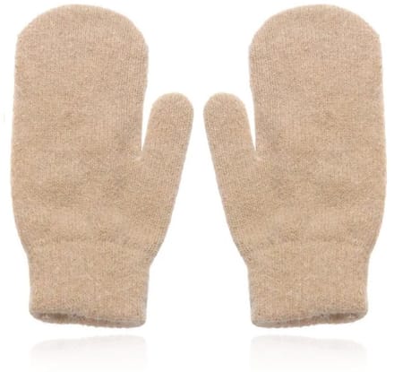 LGT JWLS Beige Gebreide Dameswanten - Luxe Konijnenbont Look