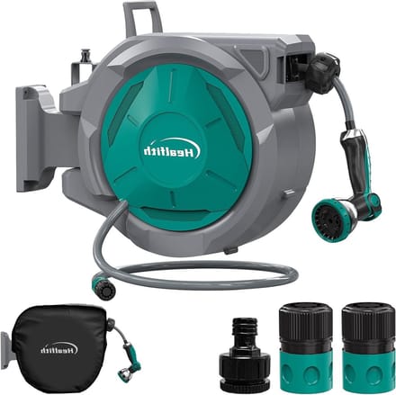 Tuinslanghouder - Slanghaspel - Tuin sproeien - Automatisch oprollen - 32 meter - Grijs