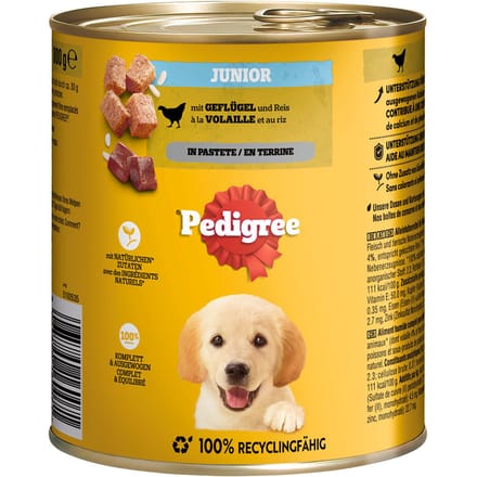 12x800g Junior Gevogelte in Paté Pedigree Classic natvoer voor honden
