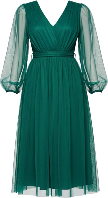 LARICA Jurk - Viscose - Rits - Effen Groen S