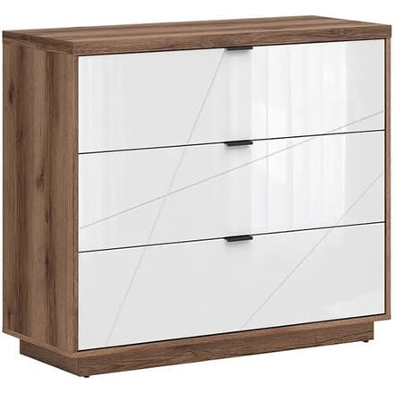 Brw Sven 3-ladekast Wit en hout