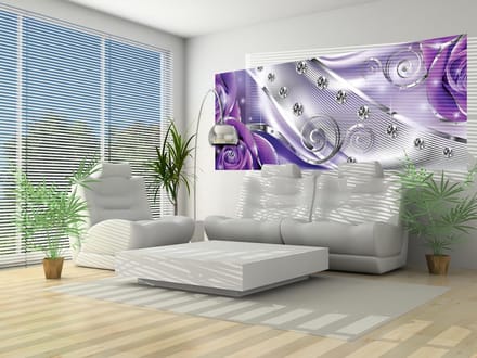 Purple Floral Diamond Abstract Modern Photo Wallcovering