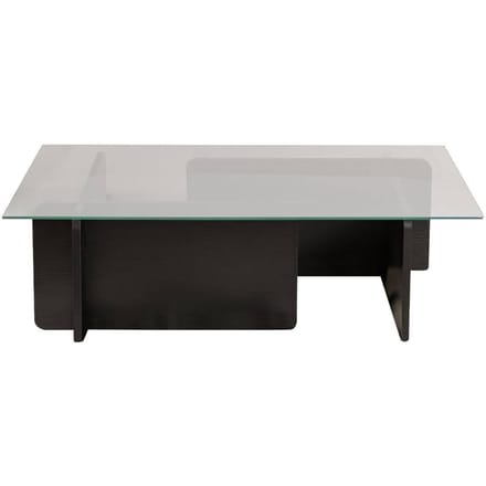 Glazen salontafel "Flavio" 105 x 65 x 30 cm - Zwart hout