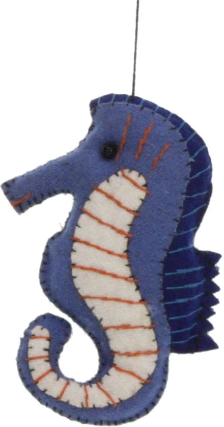 Zeepaardje blauw, vilt 9x3x12,5cm