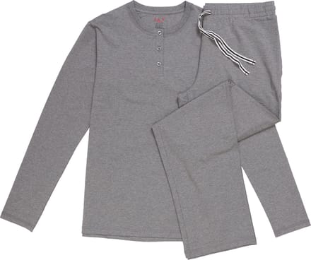 La-V pyjamaset met henleykraag voor heren Donkergrijs S
