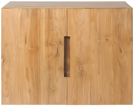 Vente-unique Zwevende wastafel in licht teakhout - 80 cm - SAWAN