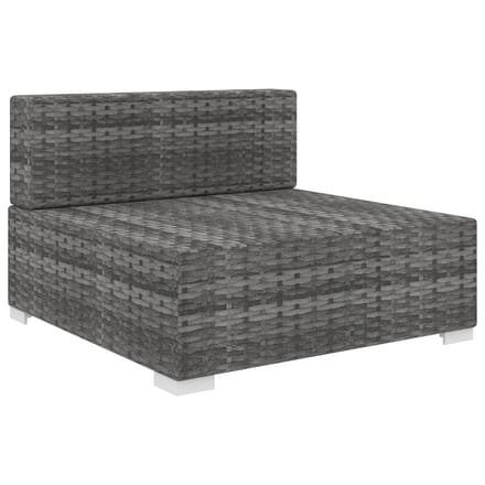 vidaXL - Tuinstoel - met - kussen - middensectie - poly - rattan - grijs