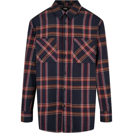 Urban Classics Overhemd -XXL- Heavy Long Oversized Checked Blauw/Oranje