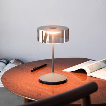 Sigor Numotion LED oplaadbare tafellamp, grafiet, glas, IP54, dimbaar