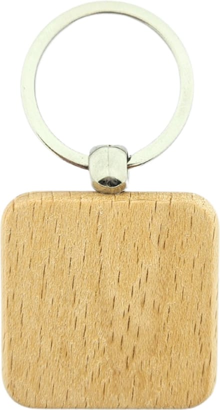 CombiCraft Blanco houten sleutelhanger vierkant 40x40mm - per 1 stuk