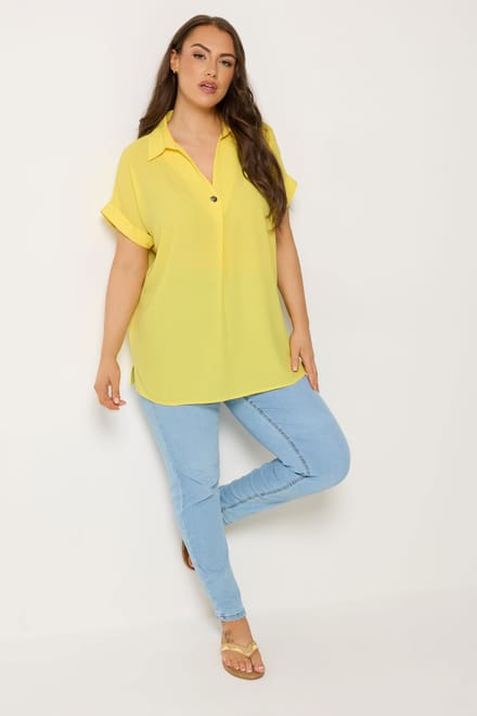 Yours Gele Blouse Met Knoopsluiting En Halve Sluiting Size 46