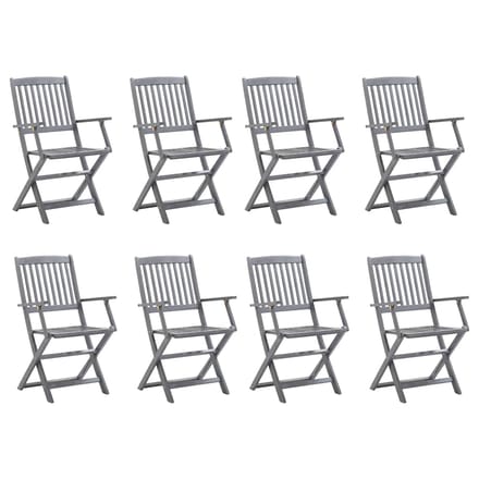 vidaXL - Inklapbare - stoelen - 8 - st - met - kussens - massief - acaciahout