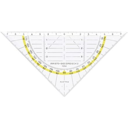 Geodriehoek Aristo 1552 160mm transparant met gele rand