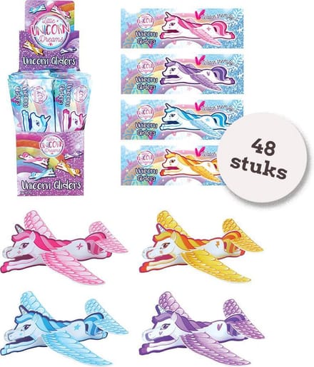 Foam vliegende Unicorn - 48 Stuks Display - Uitdeelcadeautjes