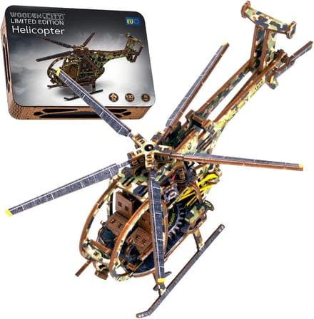 Houten Mechanische Model Helicopter 3D-Puzzel voor Volwassenen