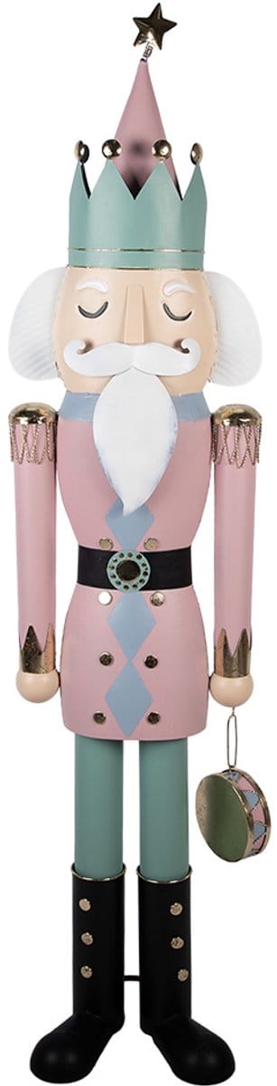 Clayre & Eef Kerstdecoratie Beeld Notenkraker 41x34x174 cm Roze Metaal
