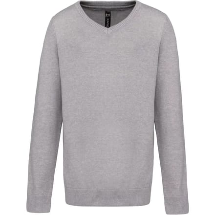 Kariban Trui met V-hals kind K9109 - Grey Melange - 10/12 Y (10/12 ans)