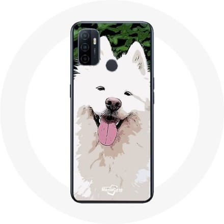 Oppo A53 hoesje Samojeed wit hondenras wit