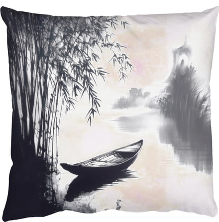 Sierkussens - Kussentjes Woonkamer - 40x40 cm - Boot - Rivier - Bamboe - Wit