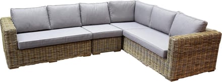 Serva hoek loungeset 4-delig naturel rotan