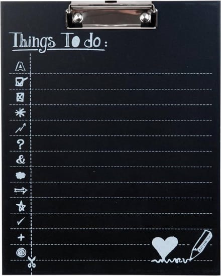 Clayre & Eef 63271 - Klembord - 24 x 30 cm - hout - zwart