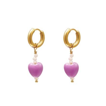 Colourful heart earrings- lila- hart